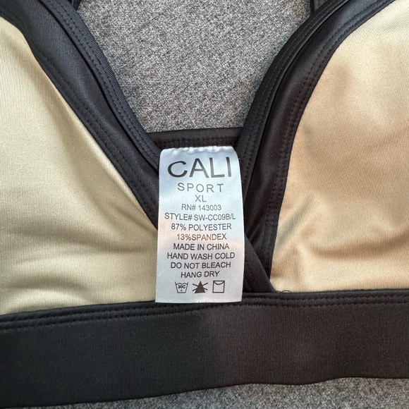 Cali Sport Sports Bra Black, Nude Triangle Top with Adjustable Straps in xl - Picture 4 of 11